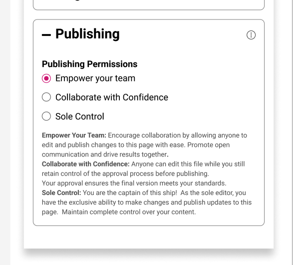 Publishing permissions